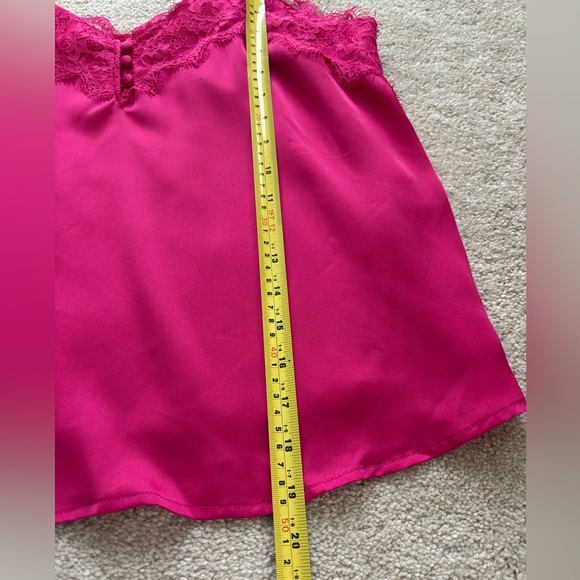 SOLD Abercrombie & Fitch Hot Pink Lace Trim Satin Cami Tank - Picture 8 of 9
